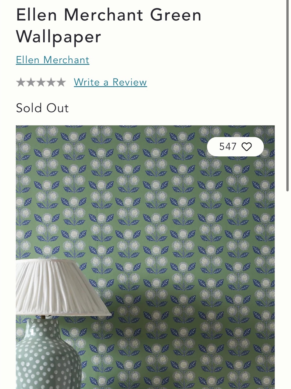 4 ROLLS Anthropologie Ellen Merchant Green Blue Wallpaper Floral NWT
